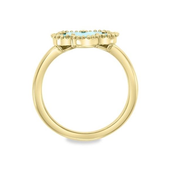(Certified + warranty) Effy 14K Gold Turquoise flower Ring / Made in the USA - Picture 3 of 4